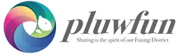 PLUWFUN Logo:彩色圓形飛鼠圖像與 pluwfun 字標